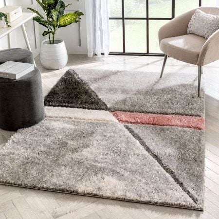 Modern Handmade Geometric Hall Rug